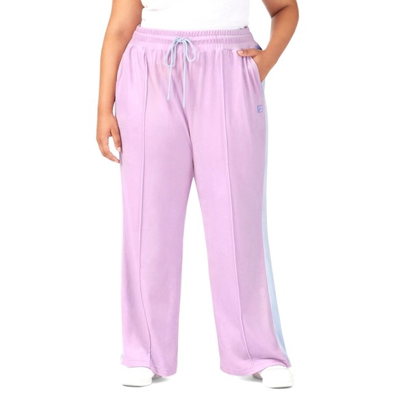 Fila Women's Plus Size Valery Mid-Rise Drawstring Velour Track Pants 3X, 4X - Picture 1 of 2